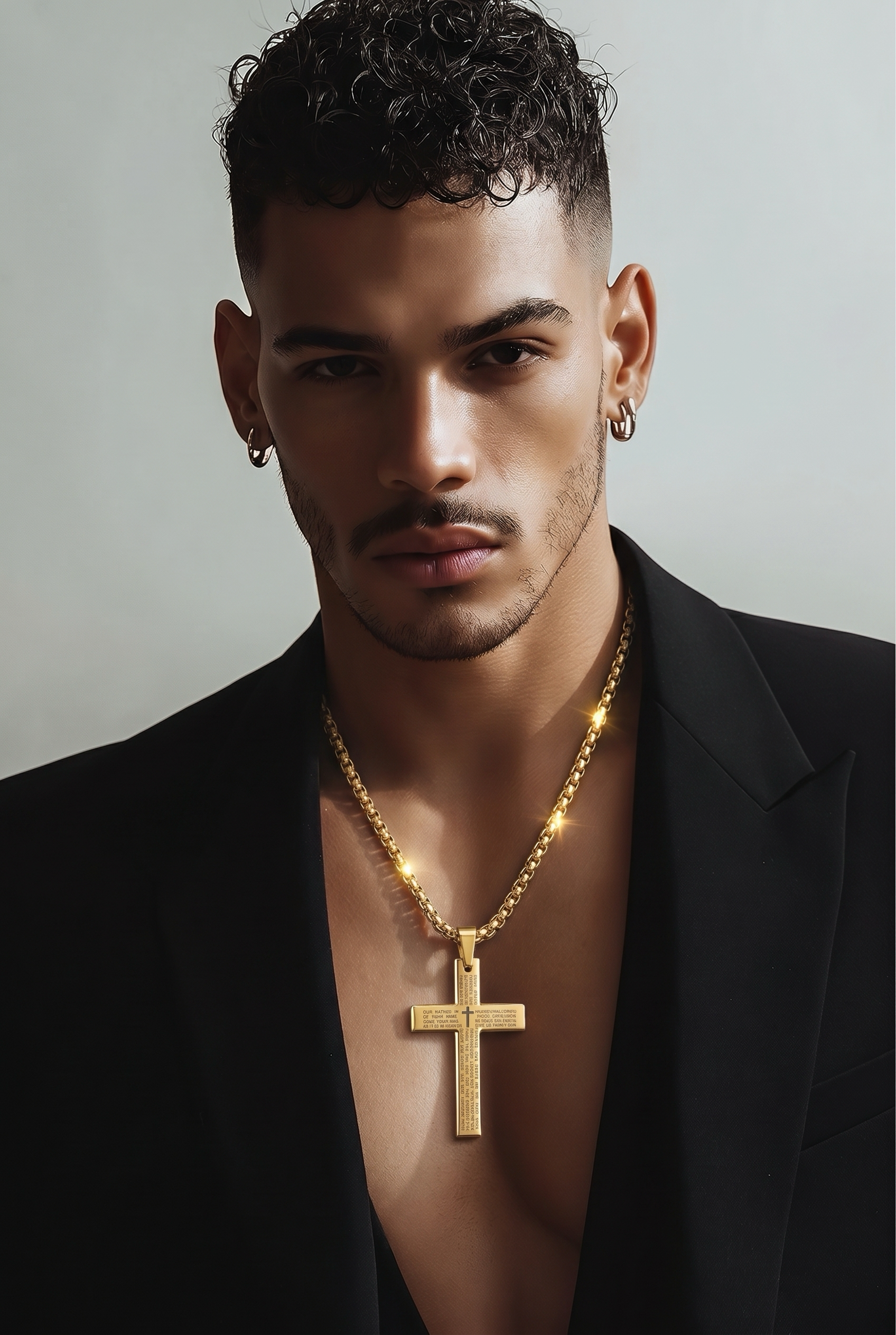 Men's Cross with the Lord's Prayer Silver or Gold