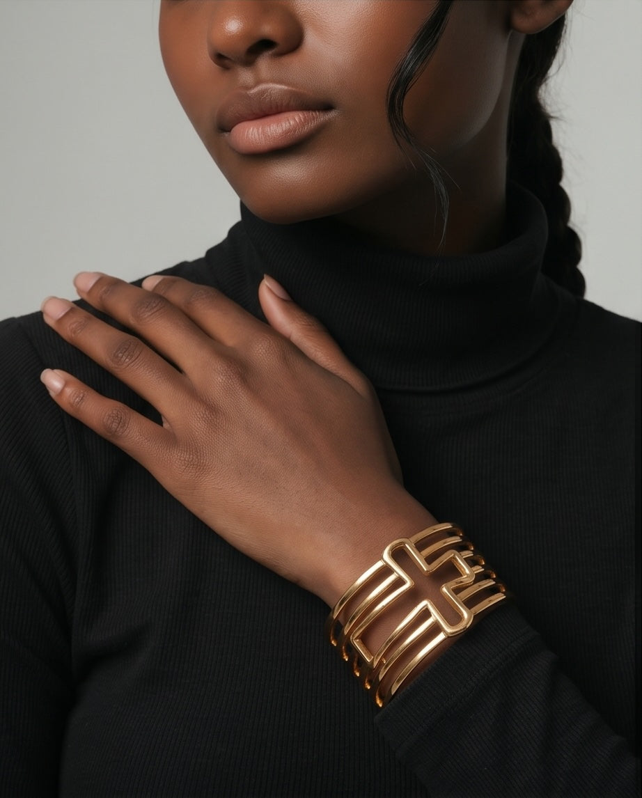 Gold Cross Bracelet Cuff