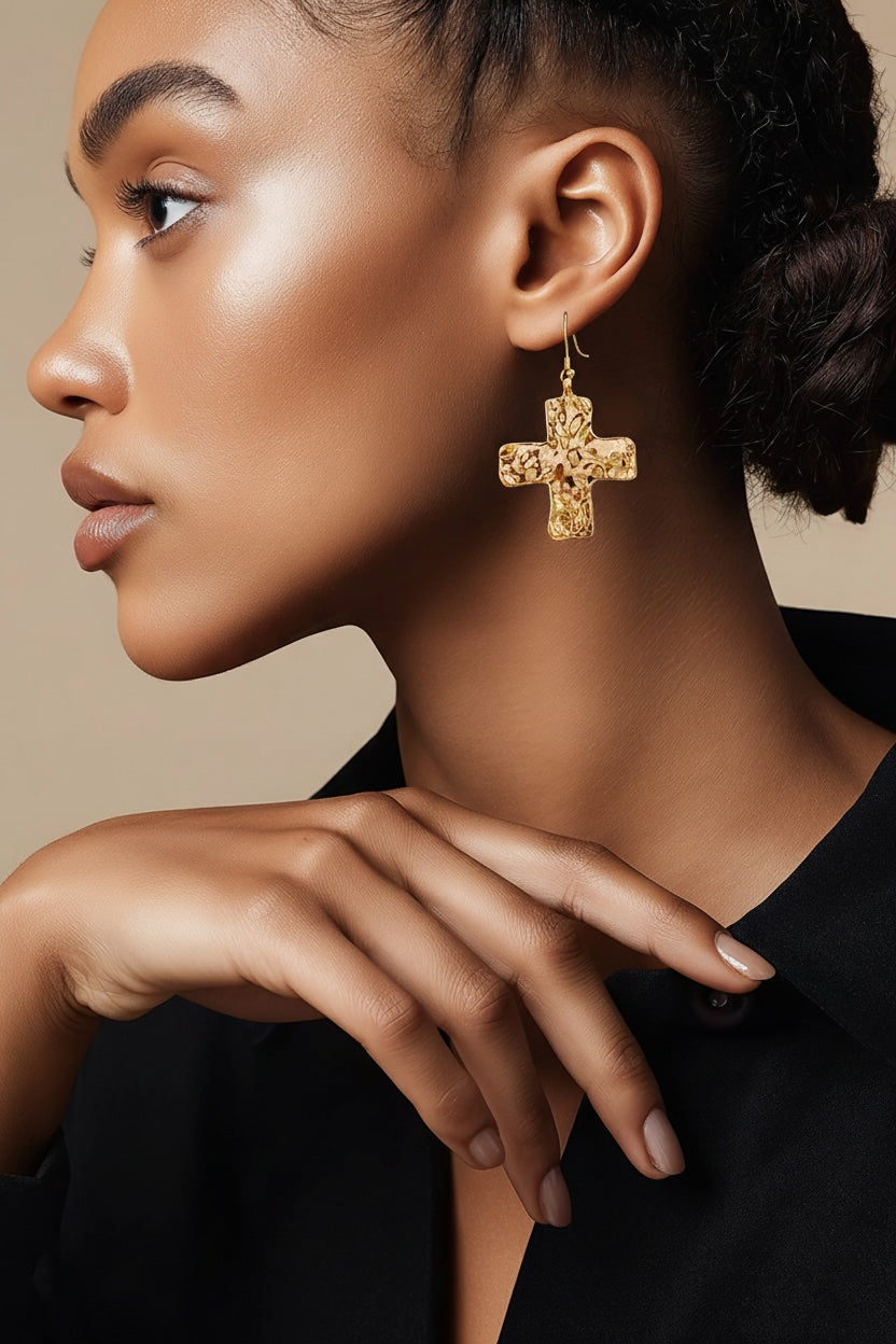 Gold Cross Earrings
