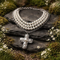 Pearl Cross Silver Necklace